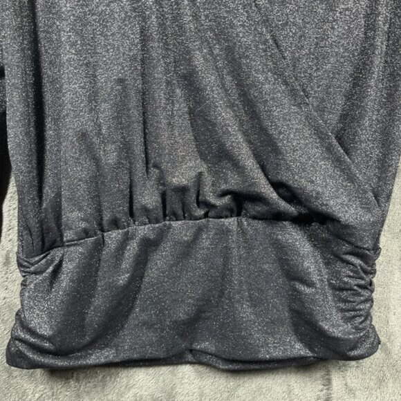 WHBM Wrap Top Womens Size Medium Gray Shimmer Faux Surplice Banded Waist - Picture 4 of 9